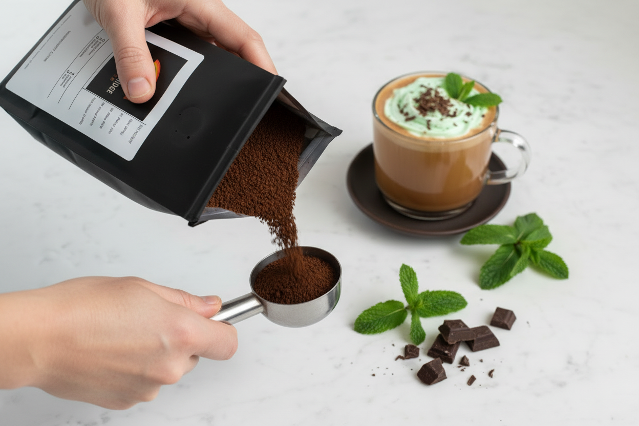 Cool Breeze Mocha Mint Pouring Lifestyle