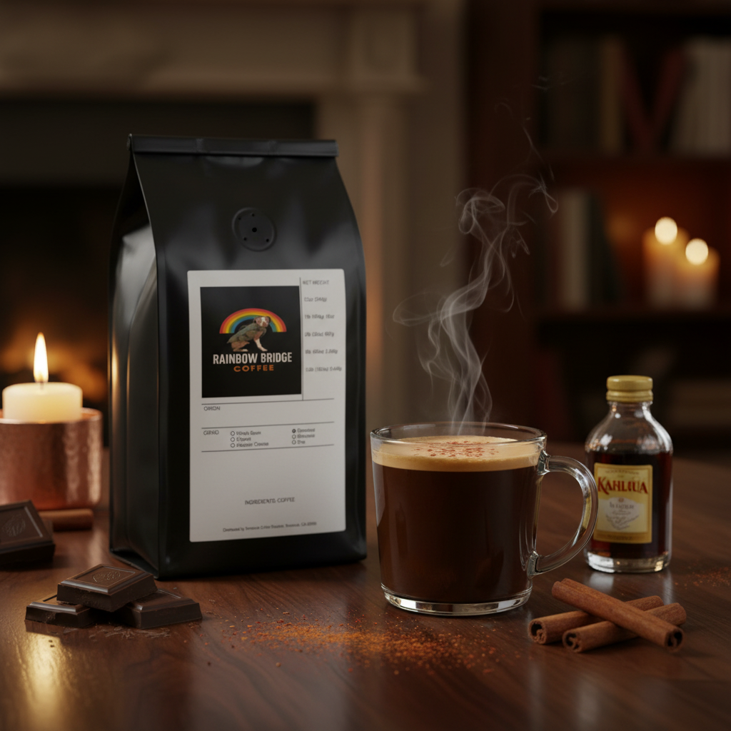 After-dinner spiced chocolate coffee with Kahlua and cayenne with Spiced Cacao Comfort coffee