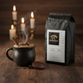 Steaming spiced mocha with Mexican chocolate tablet and cinnamon with Spiced Cacao Comfort coffee