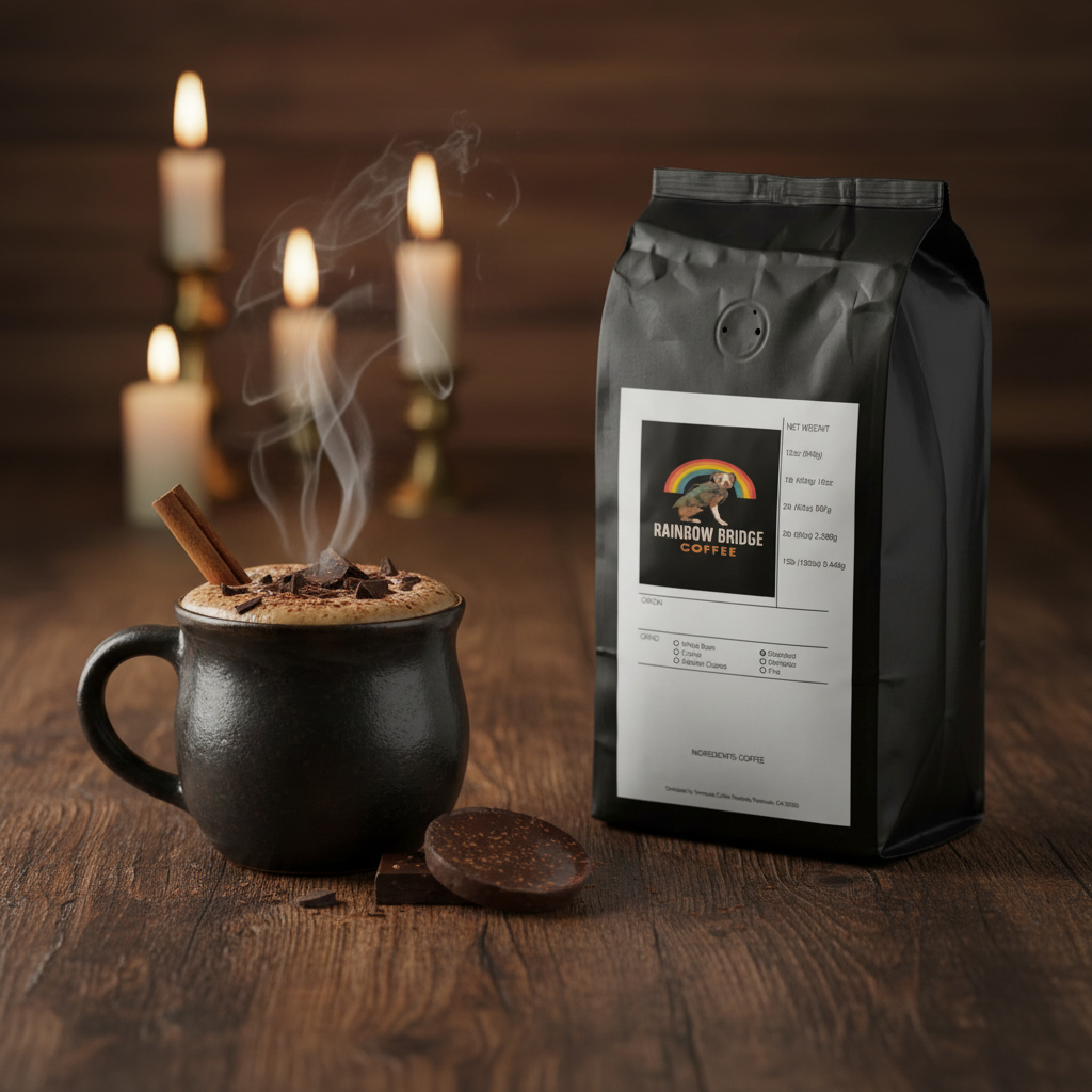 Steaming spiced mocha with Mexican chocolate tablet and cinnamon with Spiced Cacao Comfort coffee