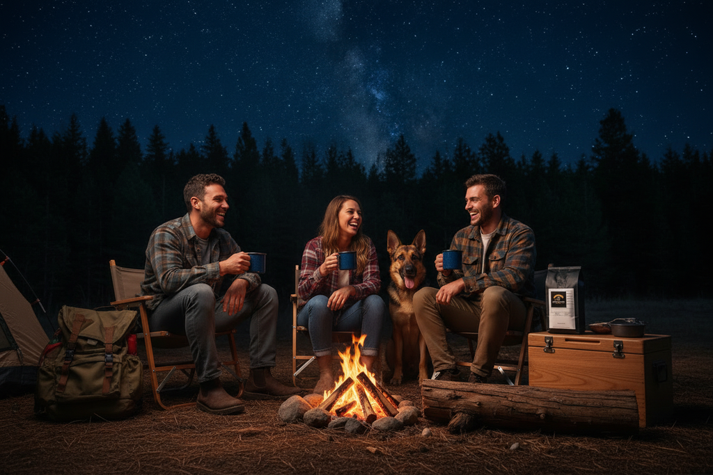 Midnight Campfire Roast Realistic Camping with Dog